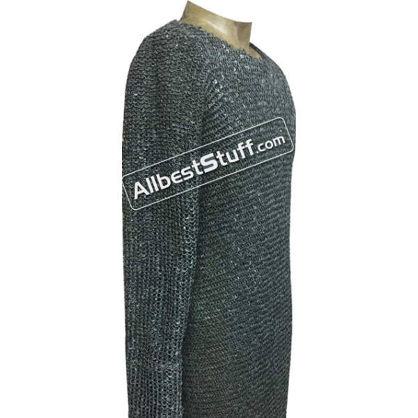 Chest 44 inches 6 MM Round Riveted Long Sleeve Maille Shirt