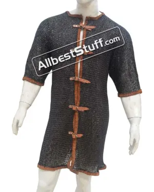 Half Sleeve Chain Mail Hauberk Round Riveted Solid Chest 52