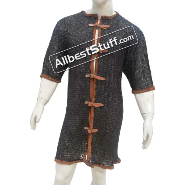 Half Sleeve Chain Mail Hauberk Round Riveted Solid Chest 52