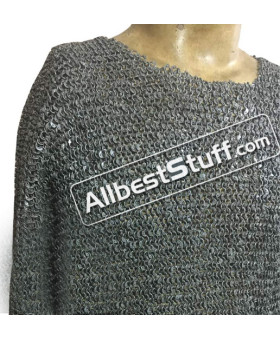 Maille Hauberk 6 MM Round Riveted 40 Chest mid Sleeve length