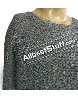 Maille Hauberk 6 MM Round Riveted 40 Chest mid Sleeve length