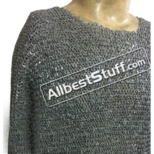 Maille Hauberk 6 MM Round Riveted 40 Chest mid Sleeve length