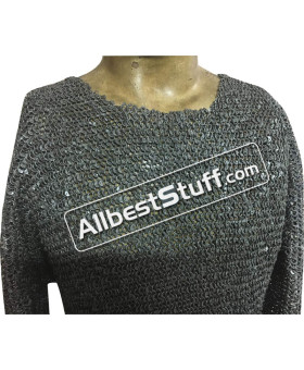 Medieval Chain Mail Shirt 6 MM Full Round Dome Riveted Chest 38