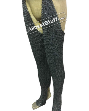 Round Riveted Chain Mail Chausses 6 MM Legging