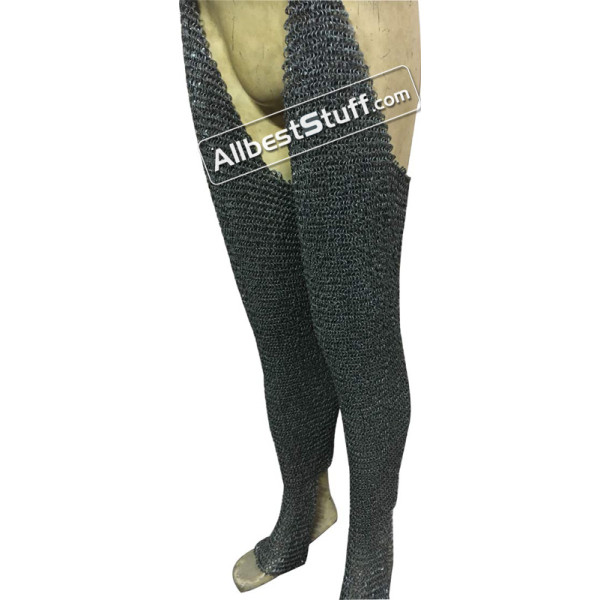 Round Riveted Chain Mail Chausses 6 MM Legging