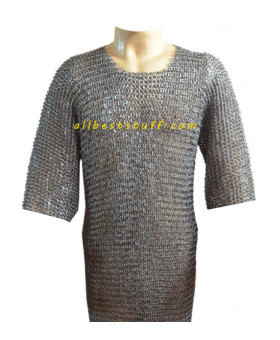 Short Length Round Riveted Heavy Chain Mail Shirt Chest 44