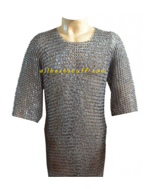 Short Length Round Riveted Heavy Chain Mail Shirt Chest 44