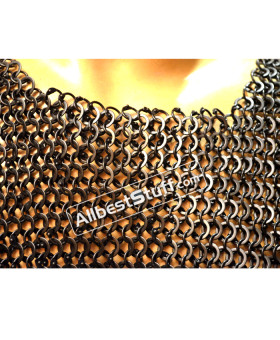 Round Riveted Flat Solid Maille Armour Chest 48 Full Sleeves