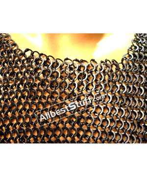 Round Riveted Flat Solid Maille Armour Chest 48 Full Sleeves