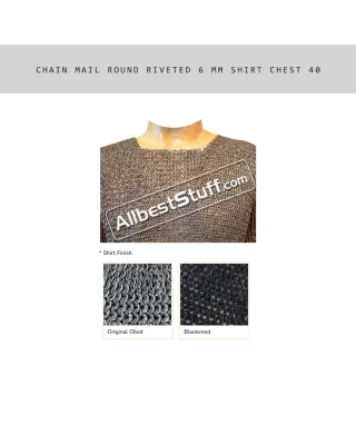 Chain Mail Round Riveted 6 MM Shirt Chest 40