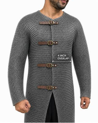 Flat Riveted with Alternating Solid Ring Stainless Steel Maille Shirt Chest 52