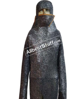 Stainless Steel Chainmail Shirt Flat Riveted Chest 50 Full Sleeve