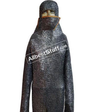 Stainless Steel Chainmail Shirt Flat Riveted Chest 50 Full Sleeve
