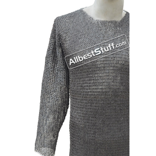 Stainless Steel Long Length Flat Riveted Chainmail Shirt Chest 56