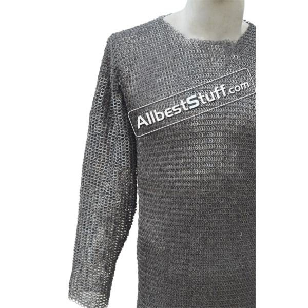 Stainless Steel Long Length Flat Riveted Chainmail Shirt Chest 56