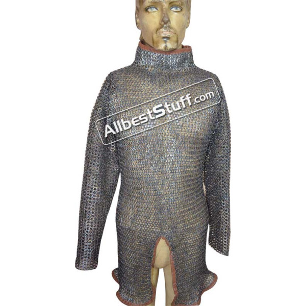 High Collar Titanium Chain Mail Hauberk Chest 40