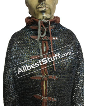 Front Open Titanium Chain Mail High Neck Collar Shirt Chest 54