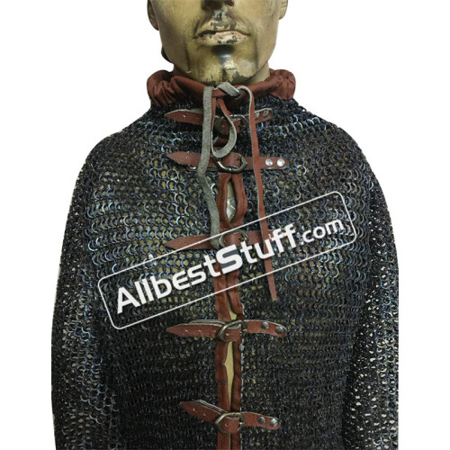 Front Open Titanium Chain Mail High Neck Collar Shirt Chest 54