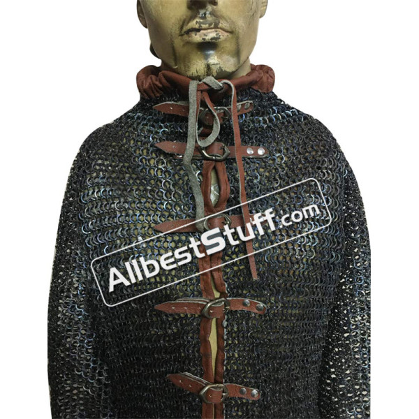 Front Open Titanium Chain Mail High Neck Collar Shirt Chest 54