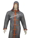 Titanium Flat Riveted Maille Shirt Front Open Close with Leather Strap image 6