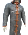 Titanium Flat Riveted Maille Shirt Front Open Close with Leather Strap image 8