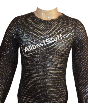 8 MM Long Chain Mail Hauberk Wedge Riveted Maille Chest 48