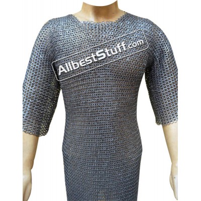 Wedge Riveted Alternating Solid Chainmail Shirt Chest 38