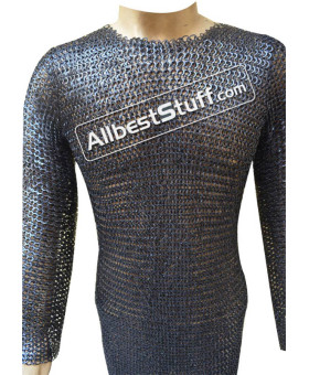 Flat Wedge Riveted Chain Maille Alternating Solid Chest 50