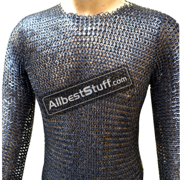 Flat Wedge Riveted Chain Maille Alternating Solid Chest 46