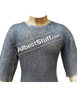 Wedge Riveted 8 MM Hauberk Chest 58 Flat Solid Ring