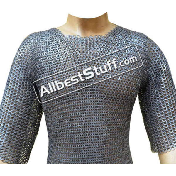 Wedge Riveted 8 MM Hauberk Chest 58 Flat Solid Ring