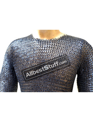 Chain Mail Hauberk Wedge Riveted Maille Long Sleeves