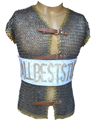 Stainless Steel Chainmail Flat Riveted Front Open Sleeveless Shirt