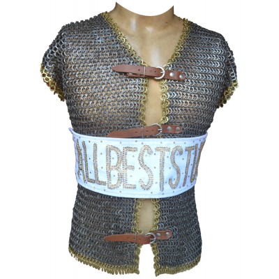 Chain Mail Riveted Jacket with Leather Fasteners