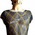 Maille Hauberk Butted Chain Mail Shirt Sleeveless Brass Design