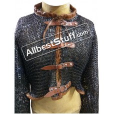 Medieval Flat Riveted Chain Mail Short Length Front Open