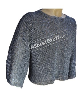 Chain Mail Half Shirt 6 mm Flat Riveted Solid Front Closed
