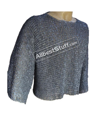 Chain Mail Half Shirt 6 mm Flat Riveted Solid Front Closed
