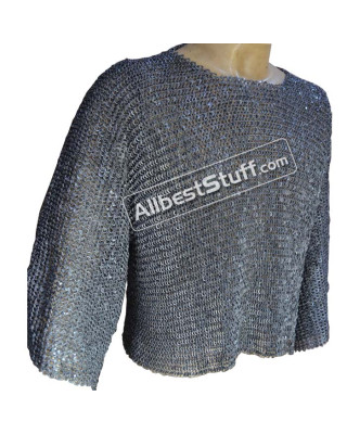 Chain Mail Half Shirt 6 mm Flat Riveted Solid Front Closed
