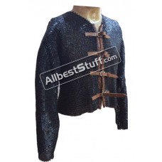 Chain Mail Half Shirt 6 mm Flat Riveted Solid Front Open