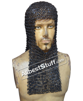 16 G Round Riveted Medieval Maille Hood