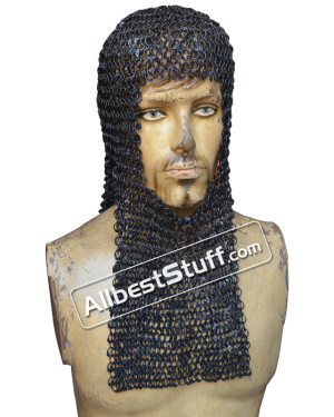 Medieval 18 G Round Riveted Maille Hood
