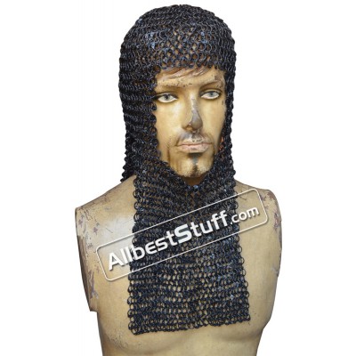 Medieval 18 G Round Riveted Maille Hood