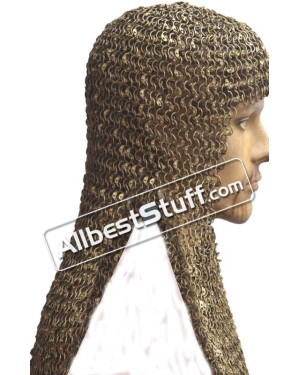 16 Gauge Round Riveted Solid Brass Maille Coif