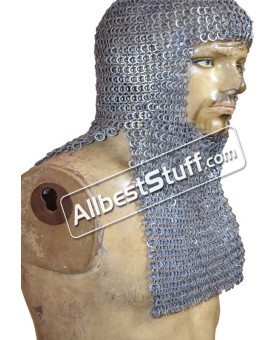 6 MM Flat Riveted Solid Rectangle Bottom Helm Maille Hood
