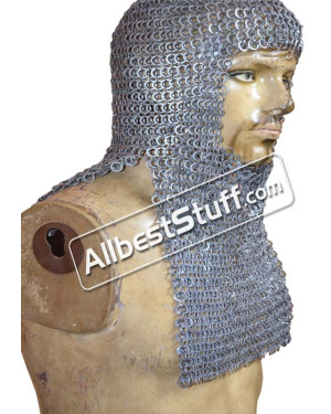 6 MM Flat Riveted Solid Rectangle Bottom Helm Maille Hood