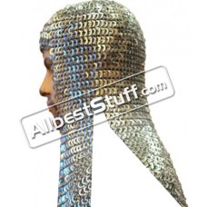 Flat Riveted Alternating Solid Aluminum Maille Coif