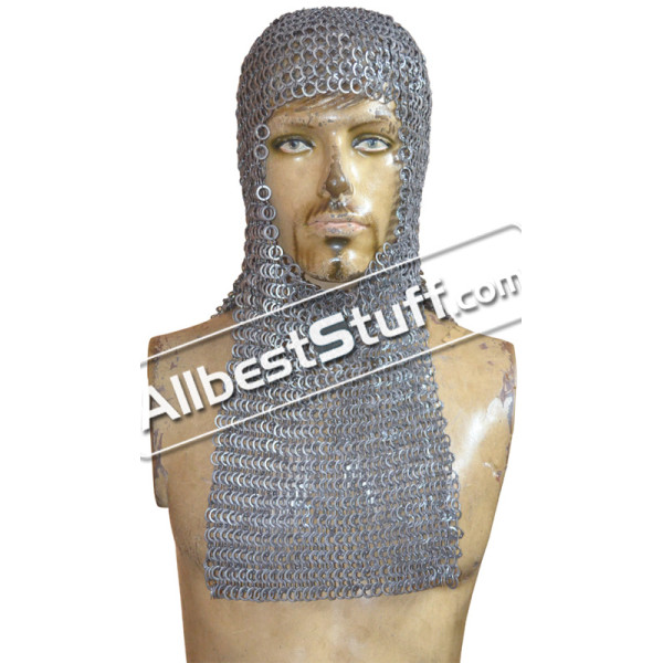 Flat Riveted Solid Rectangle Base Maille Hood image