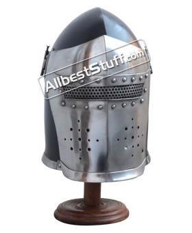 Medieval Visored Barbute Helmet