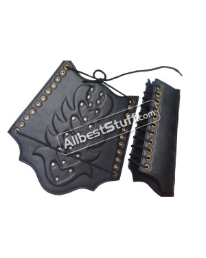 Arm Guard Leather With Metal Accents Leather Arm Bracers